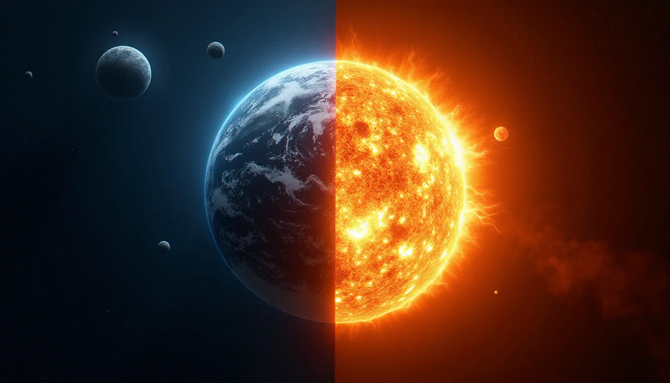 Vue depuis l'espace montrant la Terre et une éjection de masse coronale solaire illustrant l'influence de l'activité solaire sur le climat