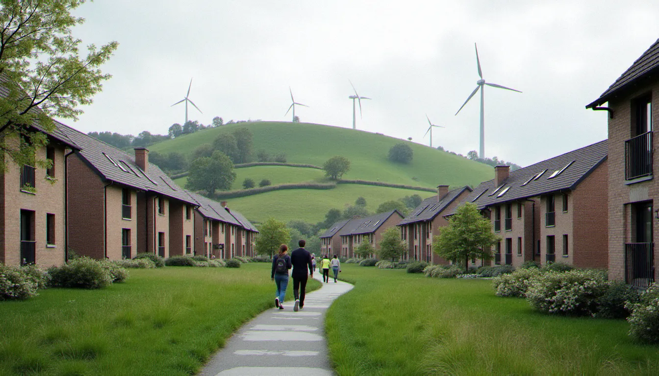 La ville de Loos-en-Gohelle avec ses terrils végétalisés et ses éoliennes, exemple de transition territoriale intégrale combinant reconversion écologique et renouveau social