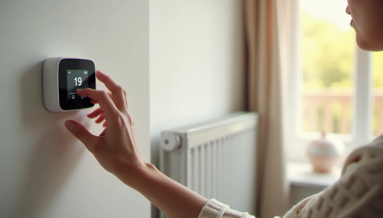 Réglage du thermostat électronique d'un radiateur basse consommation à inertie pour programmer la température à 19 degrés